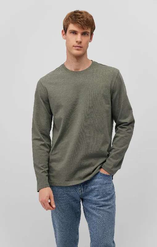 LONG SLEEVE CREW NECK T-SHIRT IN MULLED BASIL Masculine Men's Thick