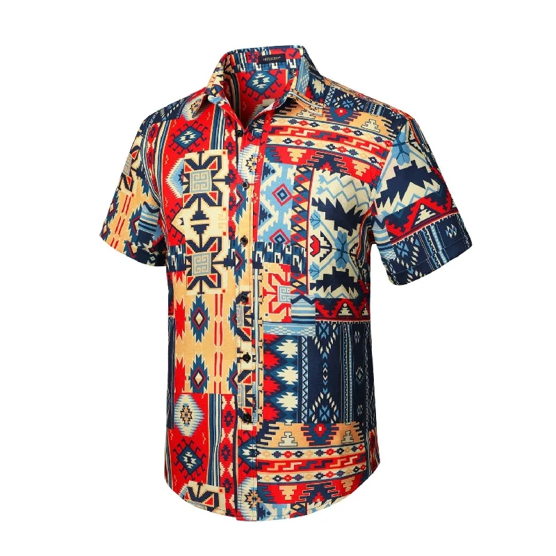 Funky Hawaiian Shirts with Pocket - COLORFUL Bohemian Men's Free