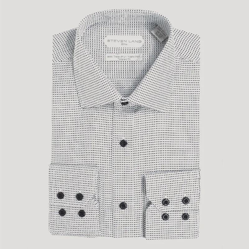 The Laurence Dress Shirt | 80’s 2ply Basket Weave | 100% Cotton | Tic Pattern Trendy Men's Bucket