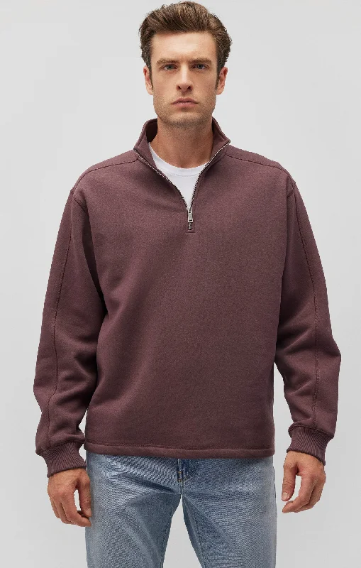 QUARTER ZIP SWEATSHIRT IN HUCKLEBERRY Trendy Men's Bucket