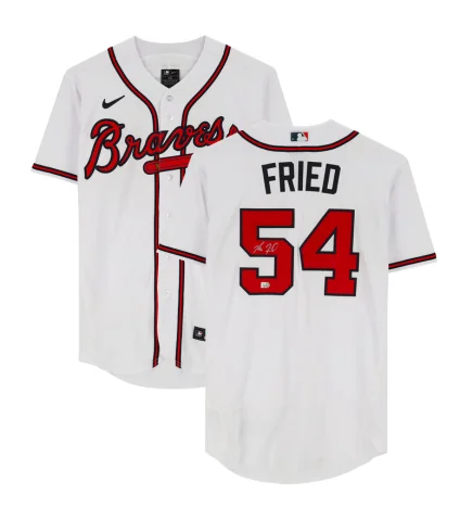 Max Fried Autographed Braves White Nike Replica Jersey Unique Men's Patch