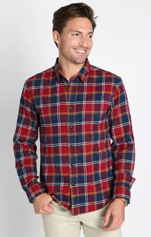 RED NAVY PLAID FLANNEL