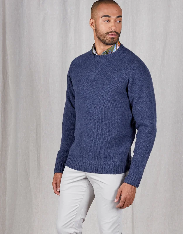 Kaiapoi Marine Blue Shetland Sweater Elegant Men's Formal 