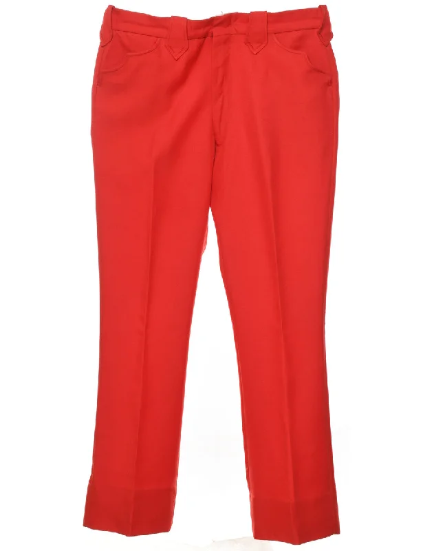 Red Straight-Fit Trousers - W36 L32 Unique Men's Patch