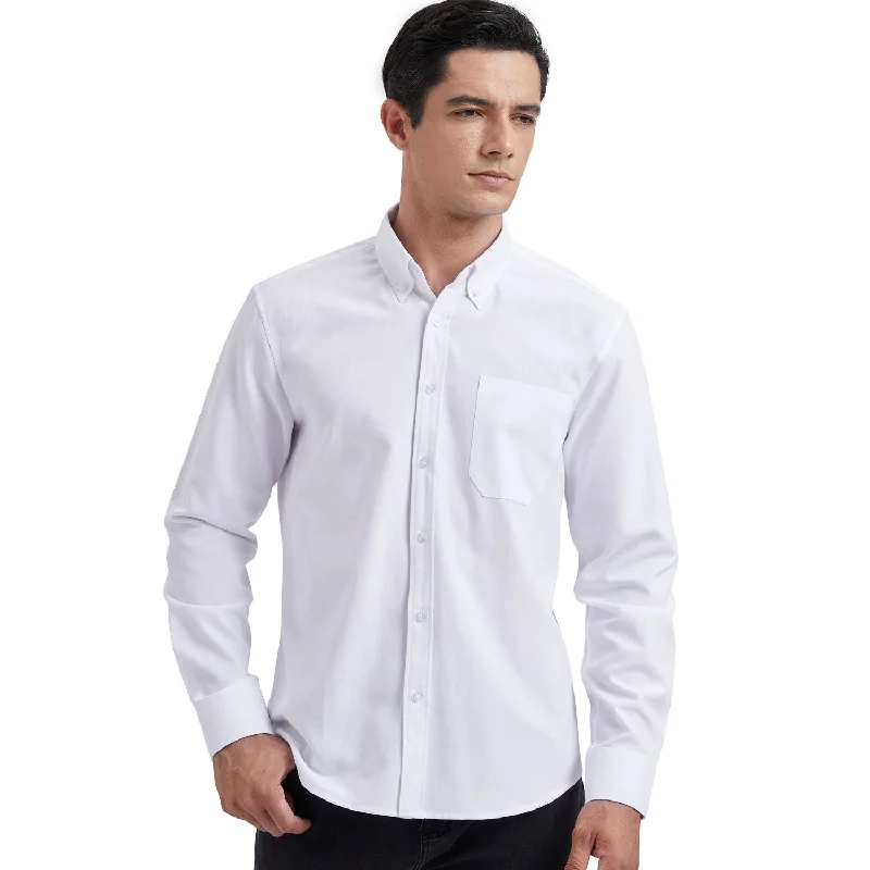 Men's Dress Shirt with Pocket - 01-WHITE Earthy Men's Hemp