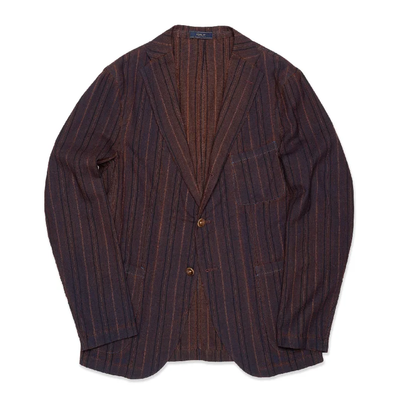 BOGLIOLI Galleria Bluish Brown Striped Wool-Silk Unconstructed Jacket 48 NEW 38 Practical Men's Multi