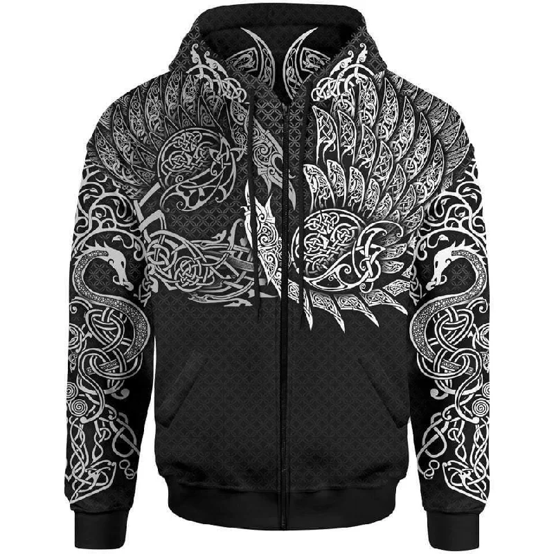 Ravens of Midgard Zip Hoodie Trendy Men's Oversized