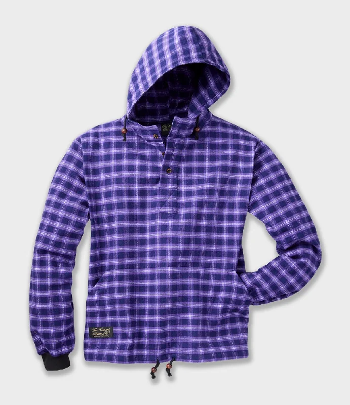 Hooded Flannel Pullover - Purple Maze Polished Men's Silk