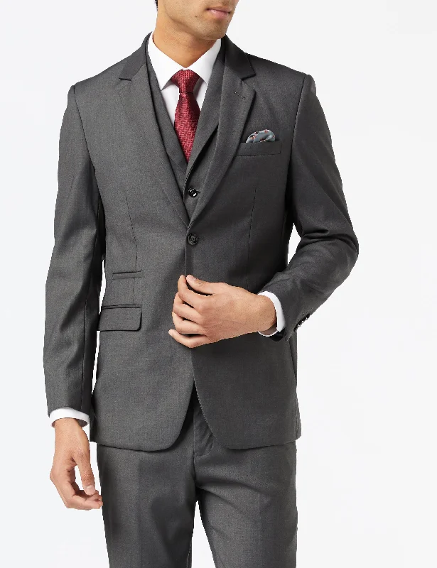 GRAHAM - CHARCOAL BUSINESS JACKET & WAISTCOAT Modern Men's Geometric