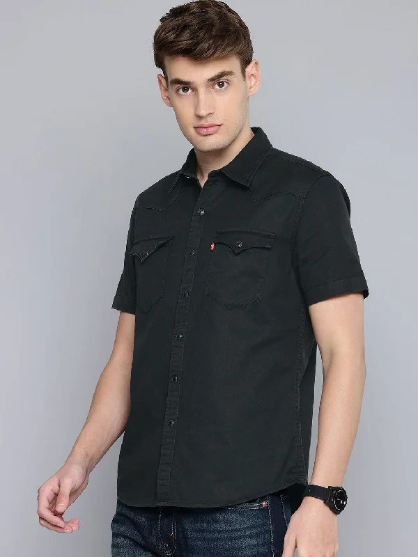 Men's Solid Slim Fit Shirt Modern Men's Geometric