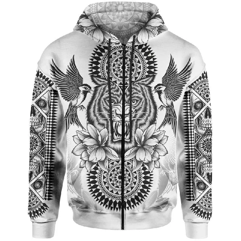 Tribal Tiger Zip Hoodie Cclassic Men's Tweed