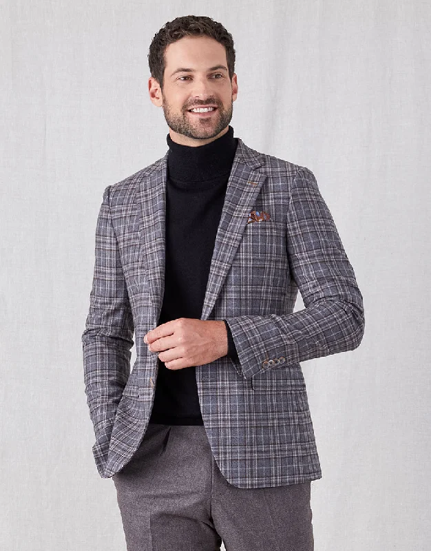 Hawker Grey & Brown Check Blazer Masculine Men's 