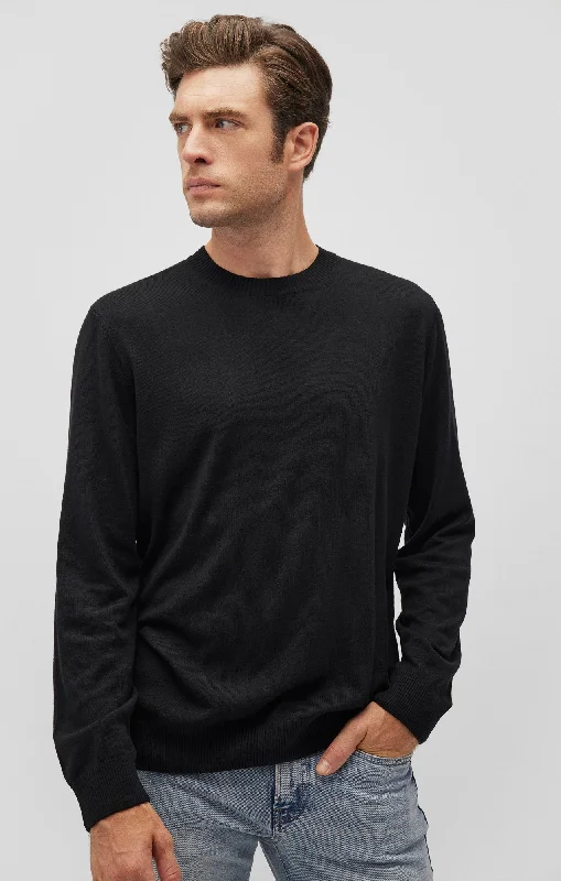 CREW NECK SWEATER IN BLACK Vintage Men's 1970S Disco