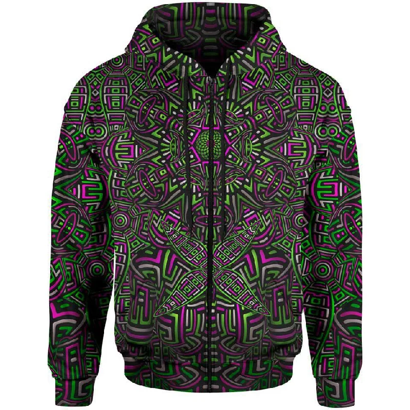 Kaleidoscope Zip Hoodie Cool Men's Distressed