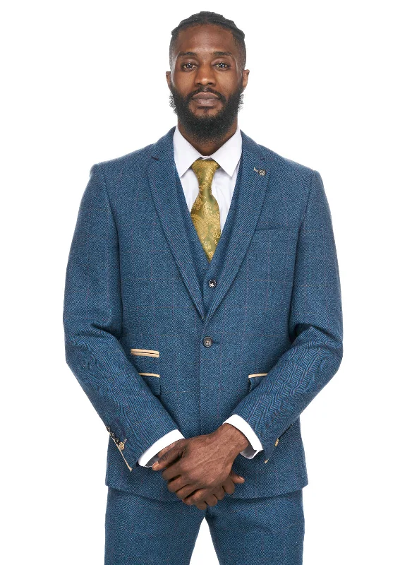 Dion Blue Vintage Tweed Blazer | Wedding Wear | Office Wear Dapper Men's 1920S