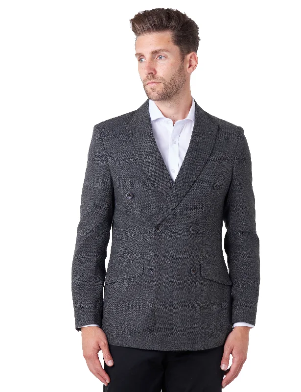 CALIX – Dark Grey Herringbone Tailored Double Breasted Blazer Tailored