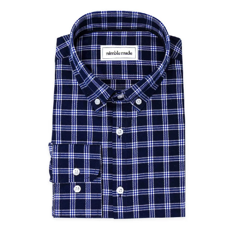 Blue and White Flannel Button Down Shirt | The Indigo Youthful Men's Anime