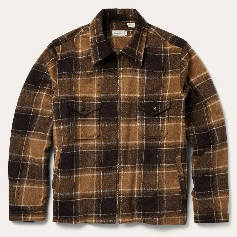 Brown Plaid Western Coat Relaxed Men's Australian 