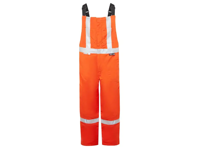 Portwest® Ultrasoft 9oz Hi-Vis Two-way Zipper Flame Resistant Insulated Bib Pant - Orange - IUS525 Modern Men's Geometric