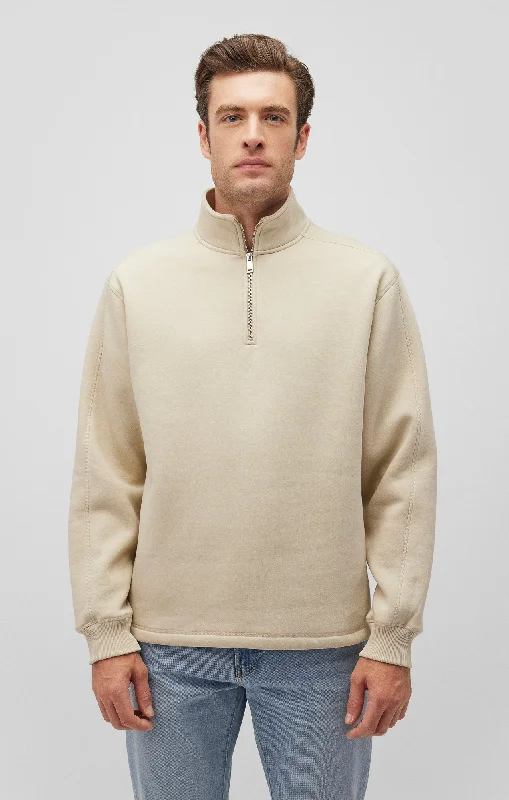 QUARTER ZIP SWEATSHIRT IN PELICAN Artistic Men's Hand