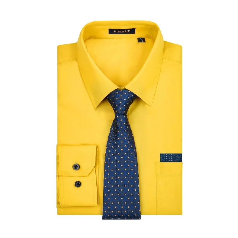 Men's Shirt with Tie Handkerchief Set - YELLOW Lumberjack