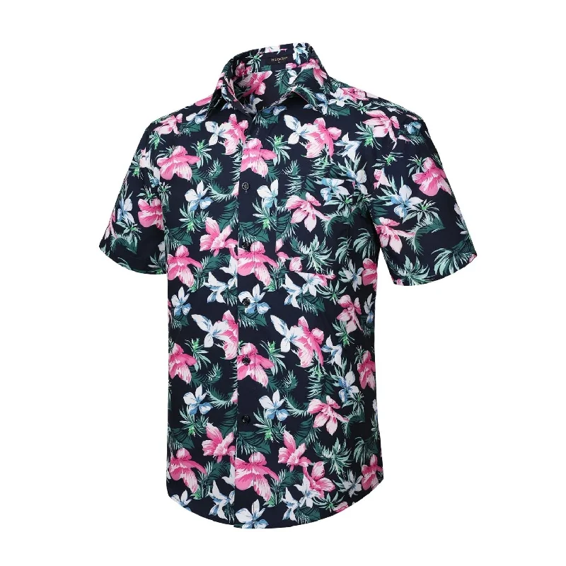 Funky Hawaiian Shirts with Pocket - 14-BLACK\PINK Cozy Men's Winter