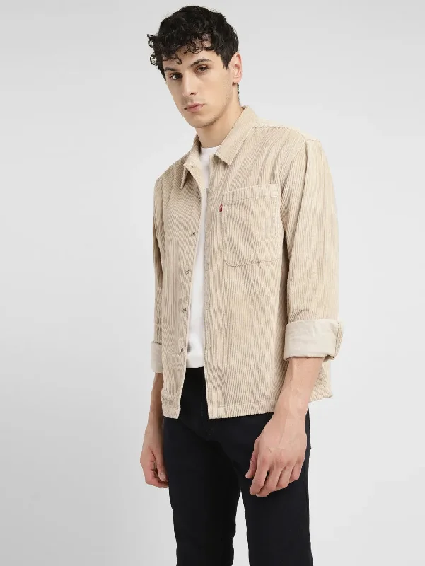 Men's Solid Spread Collar Shirt Business