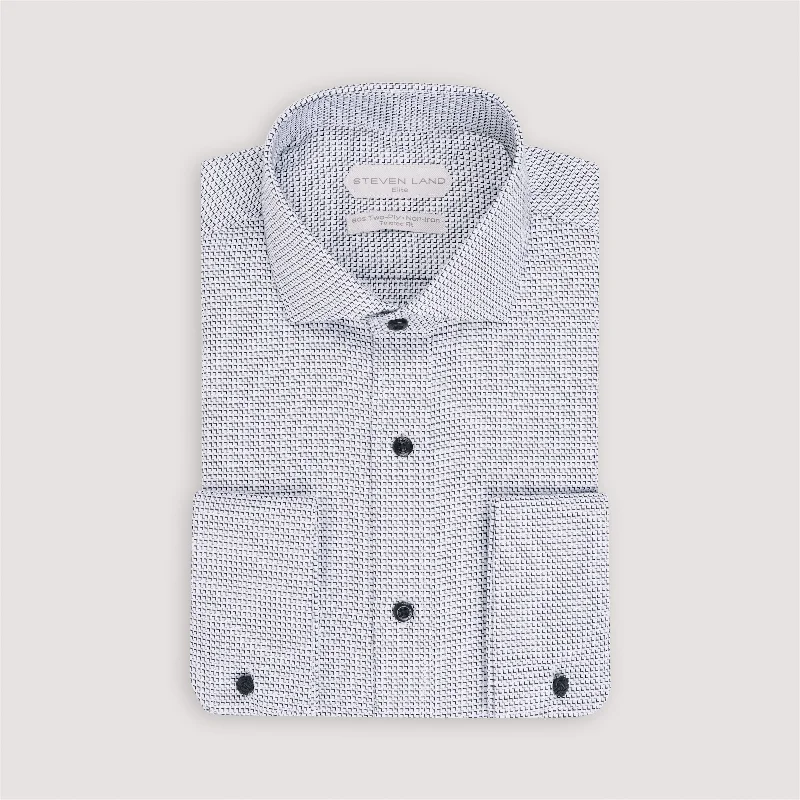 The Oliver Dress Shirt | Semi Spread Collar | Angled French Cuff | 100% Cotton Polished Men's Silk