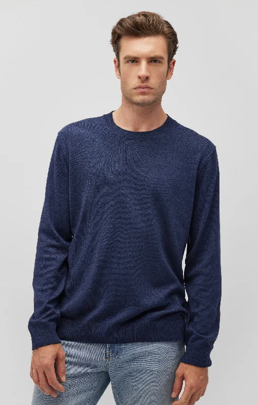 CREW NECK SWEATER IN BLACK IRIS Sporty Men's Athleisure 