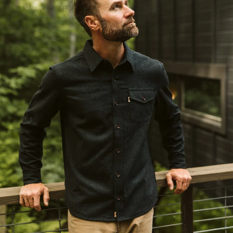 Gunnison Wool-Blend Solid Flannel Shirt | Dark Heather Charcoal Sharp Men's Italian