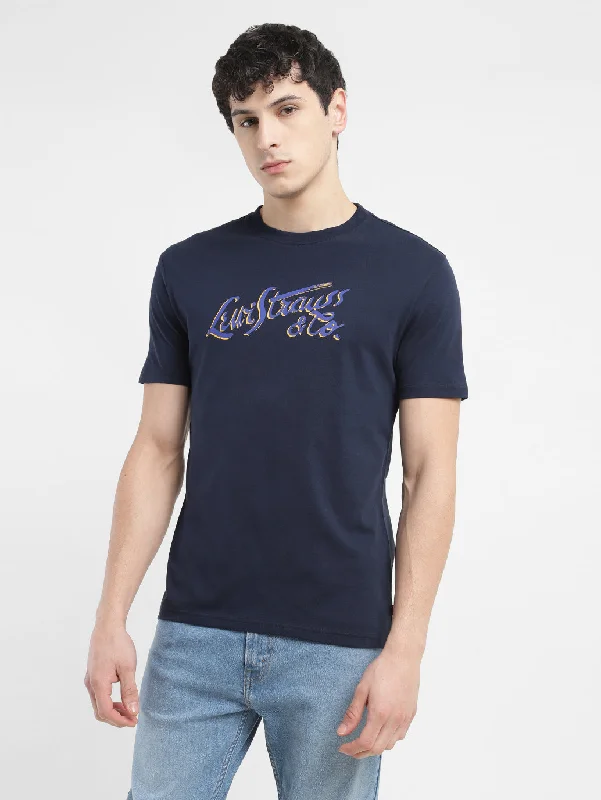 Men's Brand Logo Crew Neck T-shirt Elegant Men's Cashmere