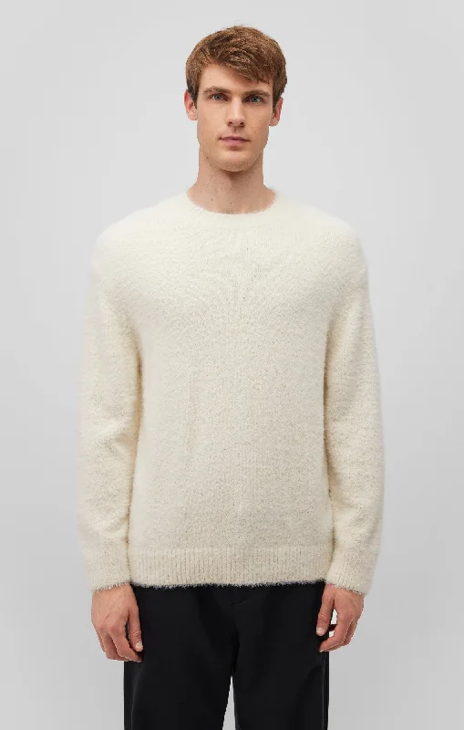 FUZZY SWEATER IN ALMOND MILK Polished Men's Silk