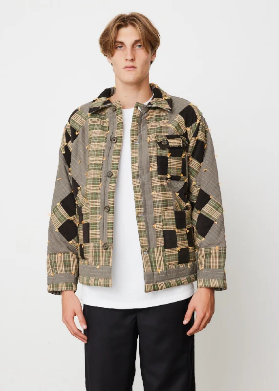 Corduroy Nine Patch Quilt Jacket Modern Men's Geometric