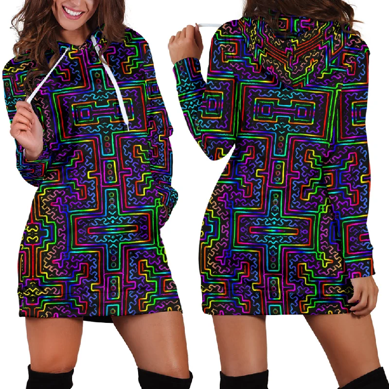 Prismatic Overlay Women's Hoodie Dress Adventure