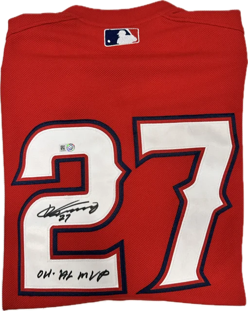 Vladimir Guerrero Sr. Autographed "04 AL MVP" Angels Red Batting Practice Jersey British Gentleman Style