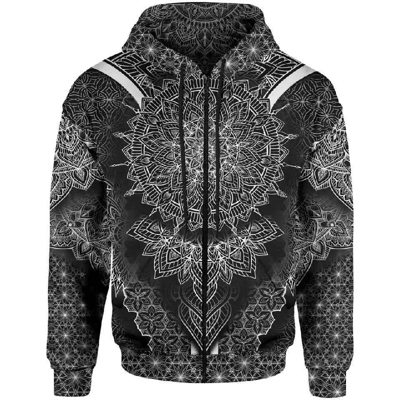 Blackout Mandala Zip Hoodie Casual Men's Japanese 