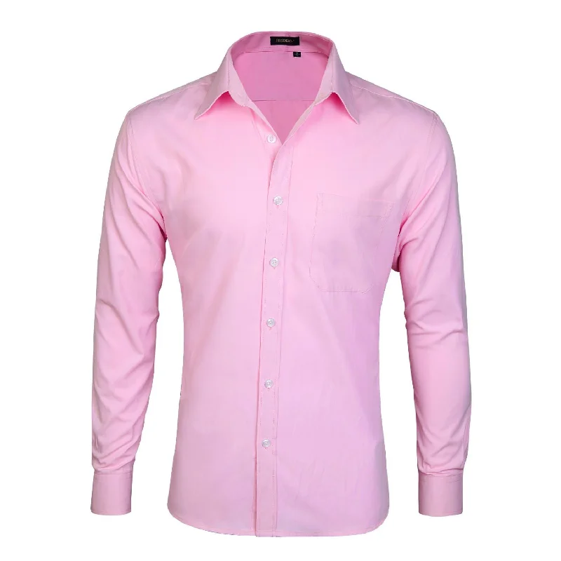 Men's Dress Shirt with Pocket - PINK Casual Men's Japanese 