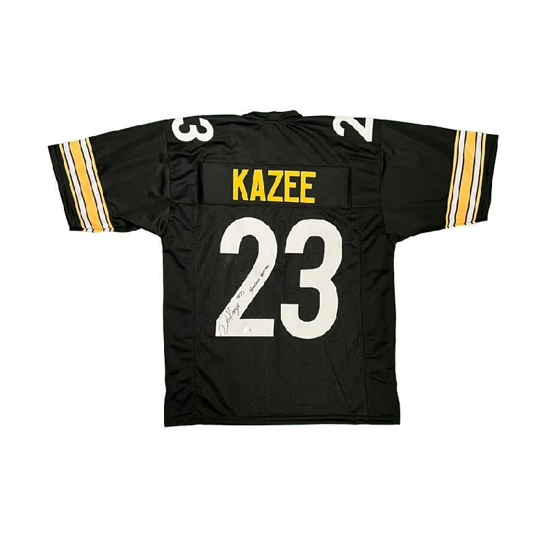 Damontae Kazee Signed Custom Black Football Jersey with "Steeler Nation" Lumberjack