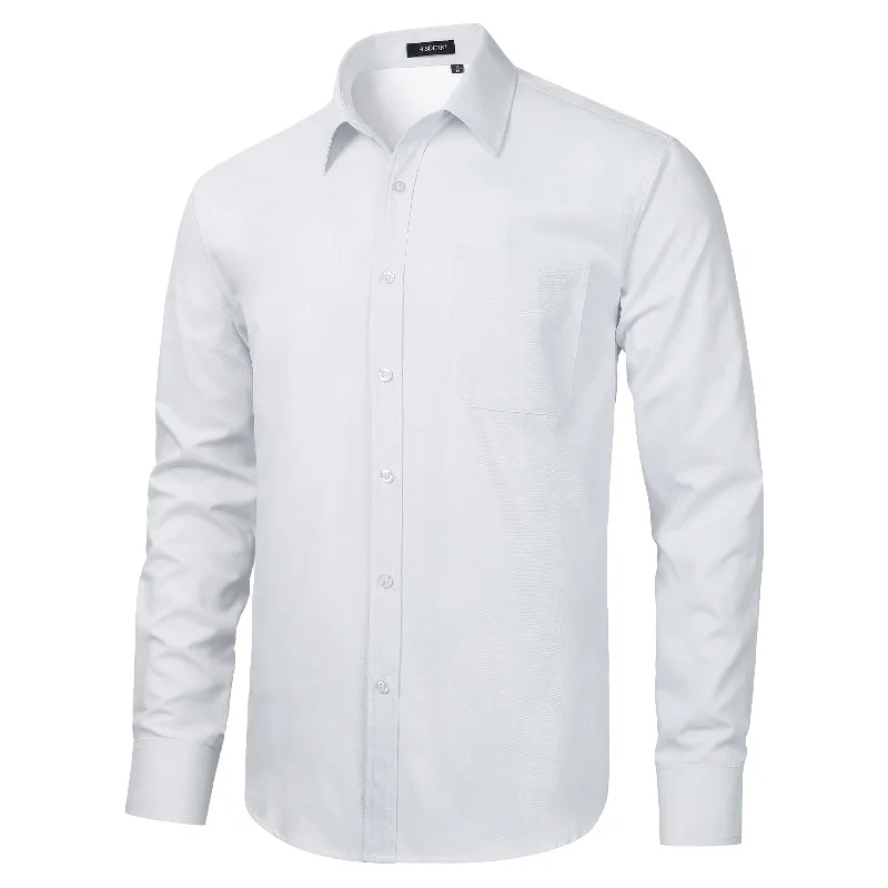 Men's Dress Shirt with Pocket - MICRO TWILL WHITE Sleek Men's Contemporary 