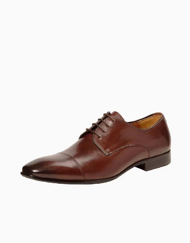 Chocolate Athens leather cap-toe Shoe Classic Men's Pin