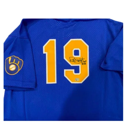 Robin Yount Autographed "82,89 AL MVP" Brewers Mitchell & Ness Batting Practice Jersey Dynamic Men's High