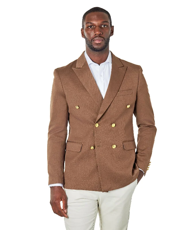 EZRA – BROWN TAILORED FIT DOUBLE BREASTED SUIT JACKET Cozy Men's Sherpa