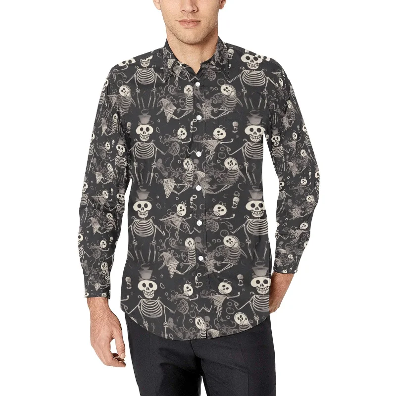 Men's Skull Skeletons Long Sleeve Shirt Tough Men's Tactical