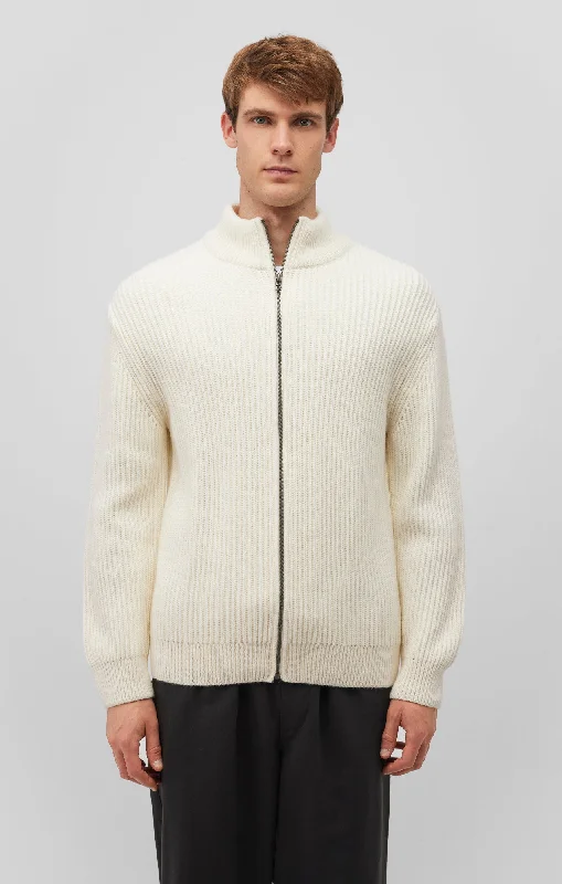 ZIP-UP CARDIGAN IN ALMOND MILK Modern Men's 