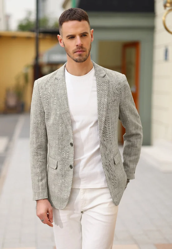 Men's Slim Fit Lightweight Linen Jacket Tailored Two Button Blazer Sport Coat Modern Men's 