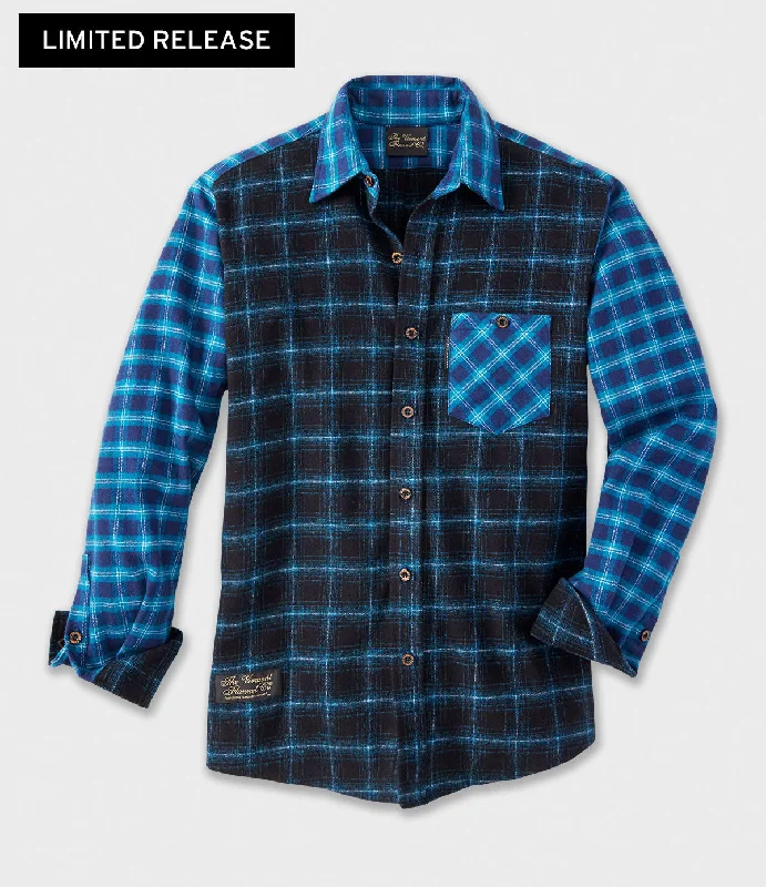 Fitted Flannel Shirt - Mixed Up Blues Elegant Men's Cashmere