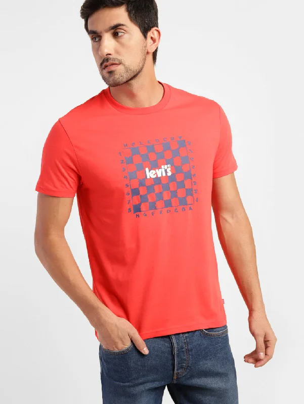 Men's Graphic Print Slim Fit T-shirt Red Earthy Men's Hemp