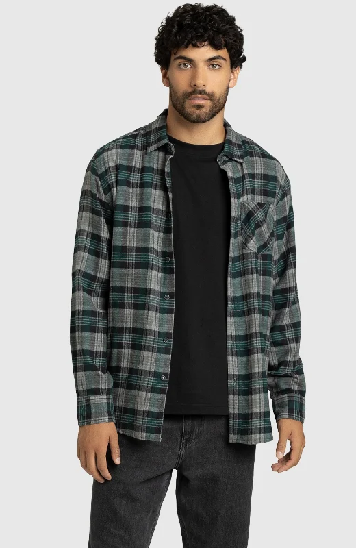 Pine Green Plaid Flannel Shirt Refined Men's Hand