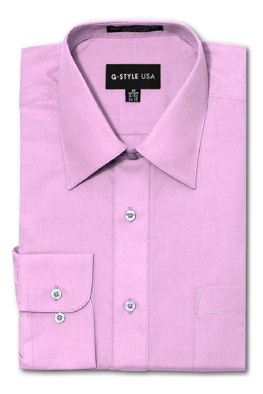 Men's Basic Solid Color Button Up Dress Shirt (Lilac) Modern Men's 