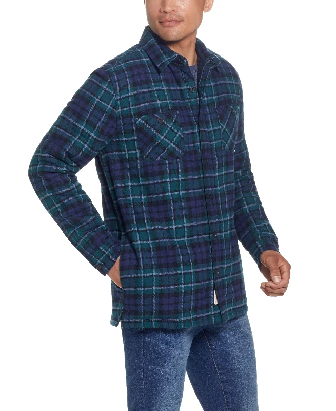 Sherpa Lined Shirt Jacket In Evergreen Elegant Men's Cashmere